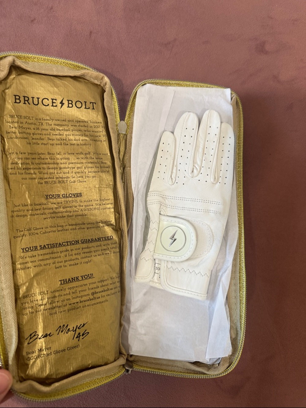 Bruce Bolt White Kids Golf Glove